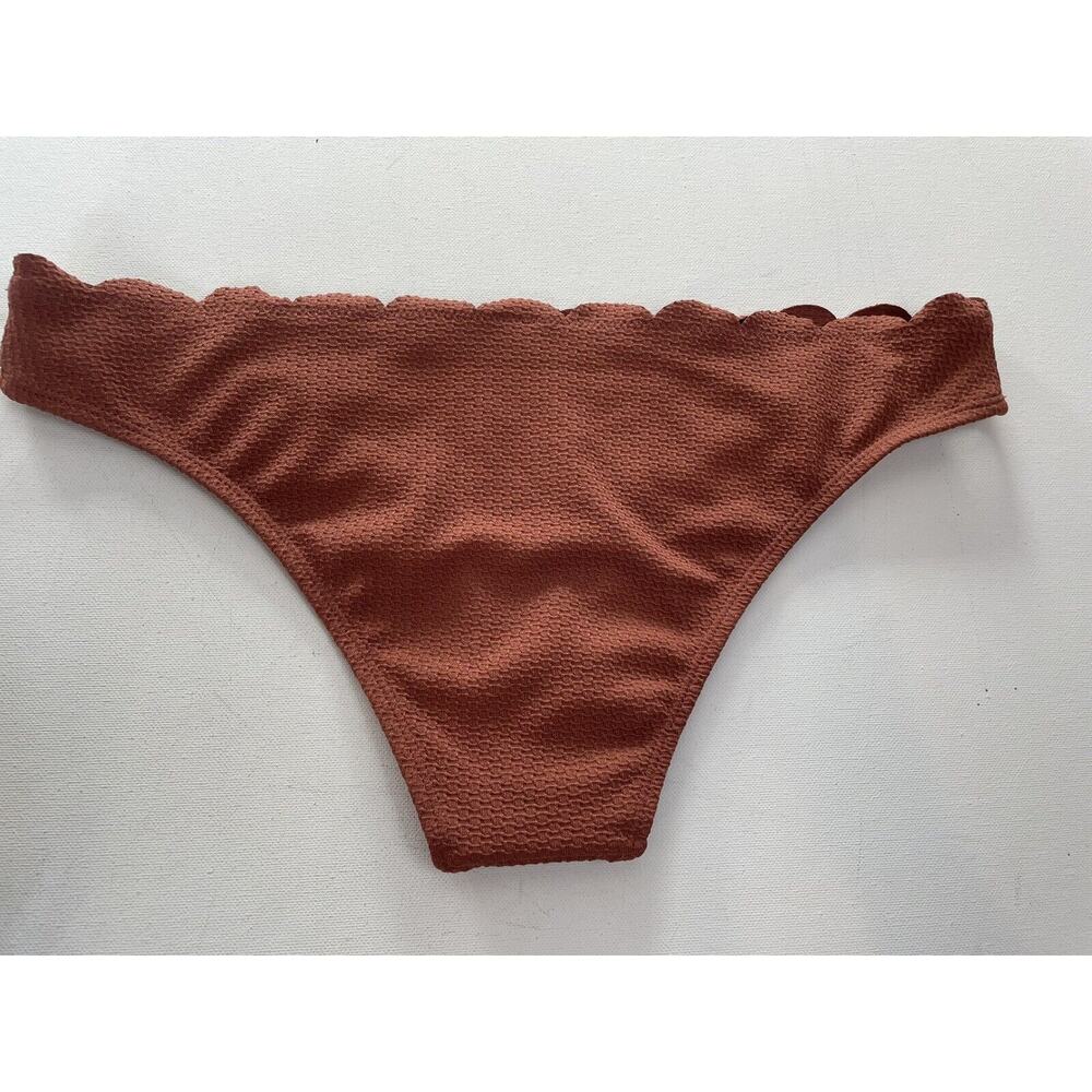 Topshop Textured Scallop Bikini Swim Bottom Rust Brown US Size 8 - Picture 5 of 6